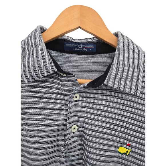 Clubhouse Collection Mens Black & White Striped Masters Golf Shirt Augusta Natio - Picture 2 of 3